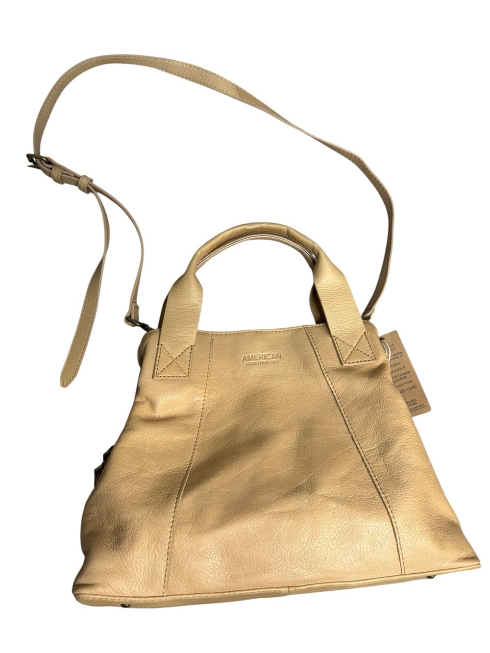 American Leather Co. Ada Triple Entry Satchel cashew smooth NWT crossbody strap